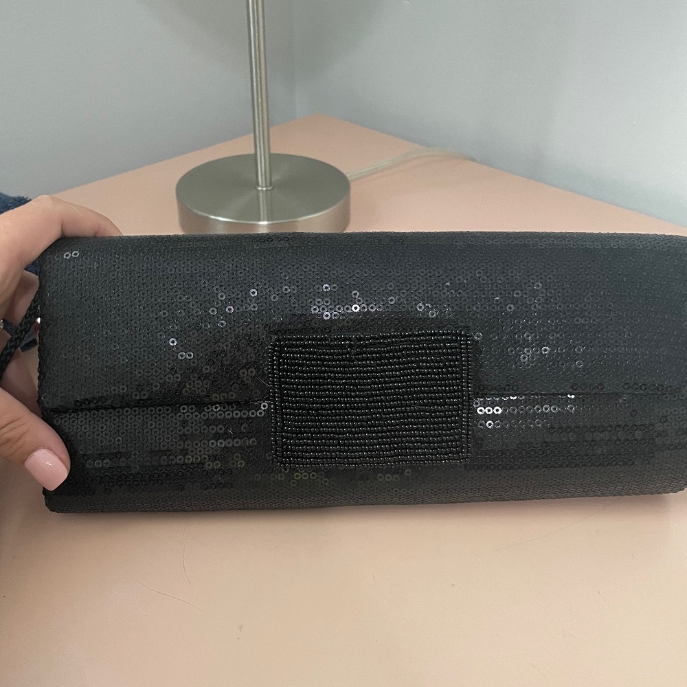 Black sequin dress clutch